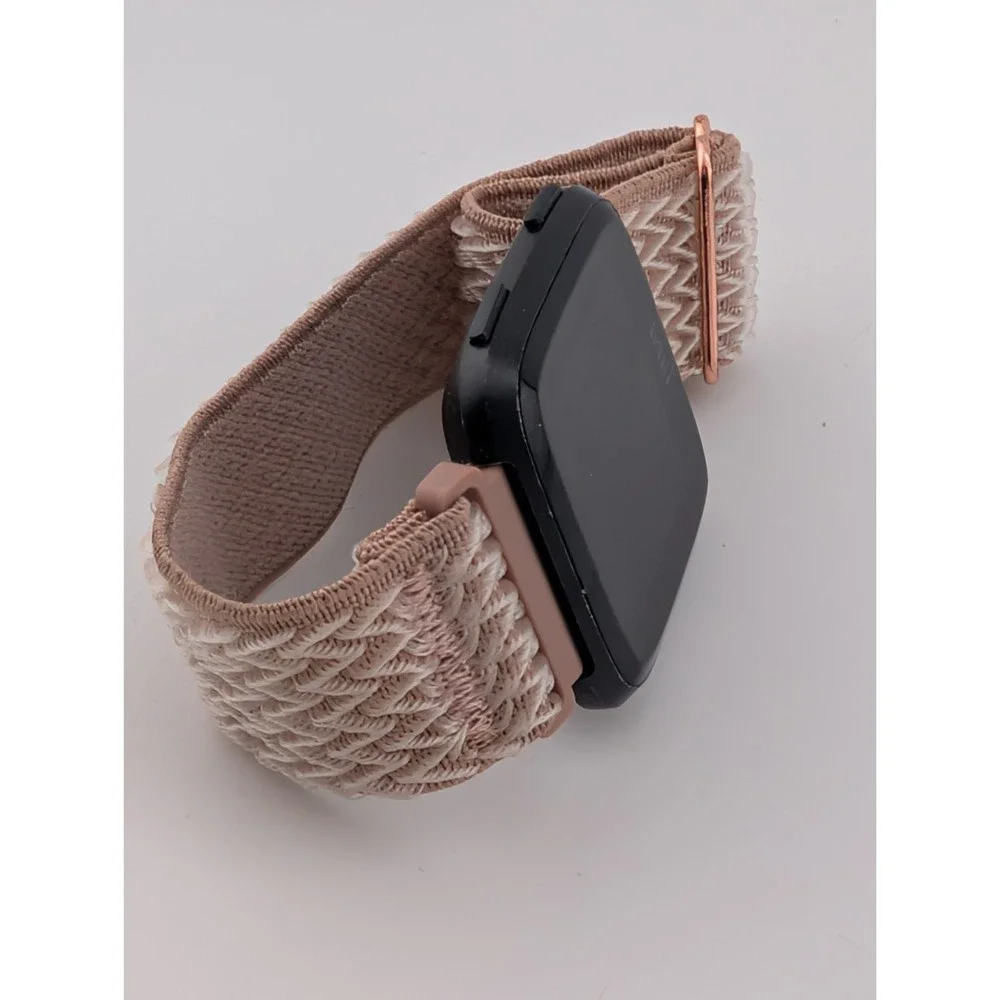 Fitbit Versa Fitness Smartwatch Black Aluminium (FB504) Nylon Stretch Band Works